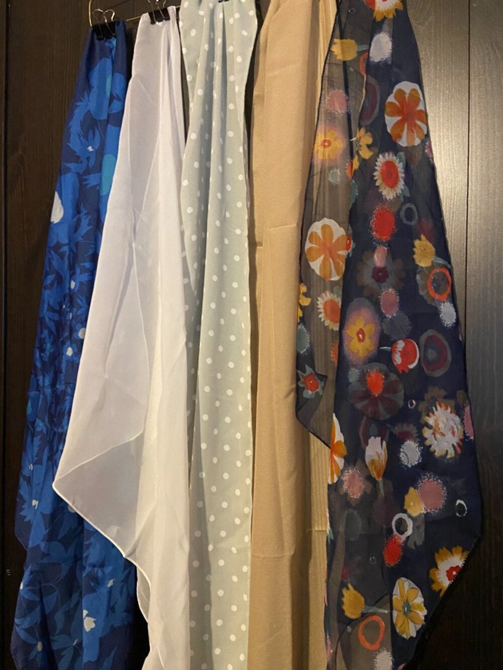 5 Vintage Scarves Lot#3 Different Colors and Sizes Some with Tags 60's to 90's - Picture 11 of 11
